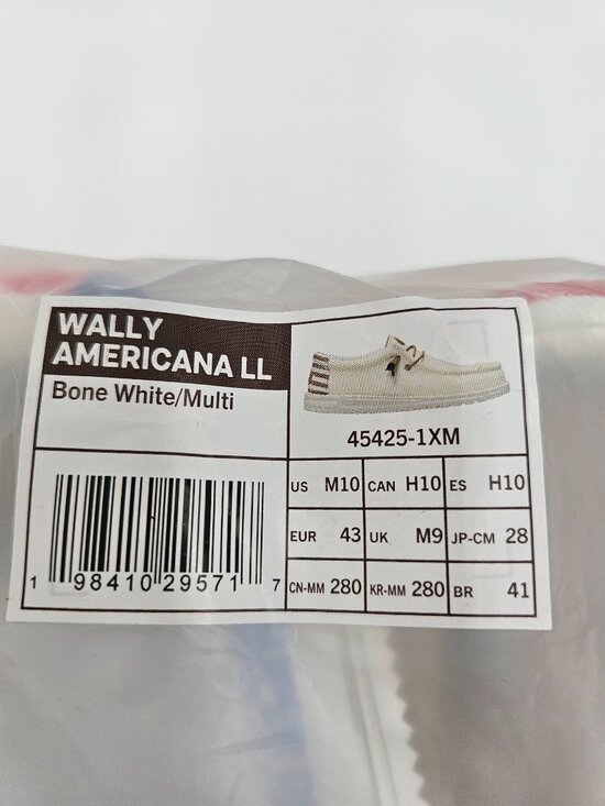 Hey Dude Wally Americana LL Bone White Patriotic Flag | Men\'s Size 10